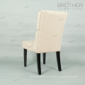 Cadeiras de jantar de tecido de madeira estilo francês de luxo para restaurante e casa